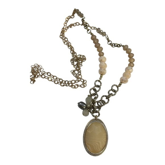Jewelry - Gold and Cream Vintage-Style Necklace with Charm Costume Jewelry